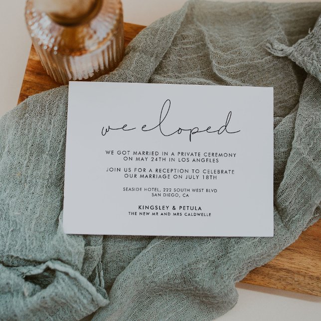 We Eloped Minimalist Elopement Reception Invitation (Creator Uploaded)