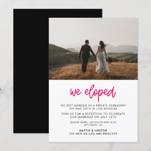 We eloped Modern calligraphy photo announcement