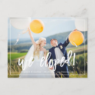 We Eloped! Modern Custom Photo Announcement Postcard