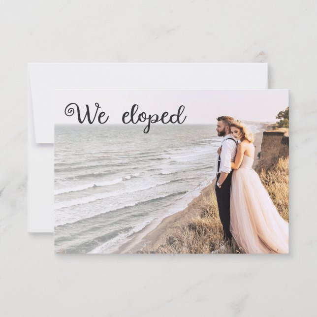 We eloped modern minimalist 2 photo announcement (Front)