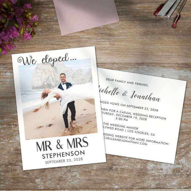 We eloped modern minimalist photo announcement (Creator Uploaded)