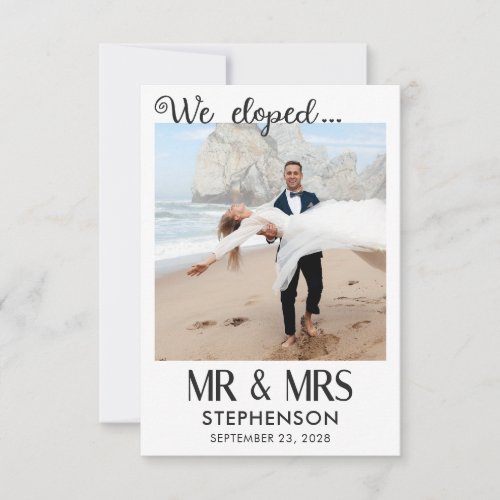 We eloped modern minimalist photo QR Code wedding