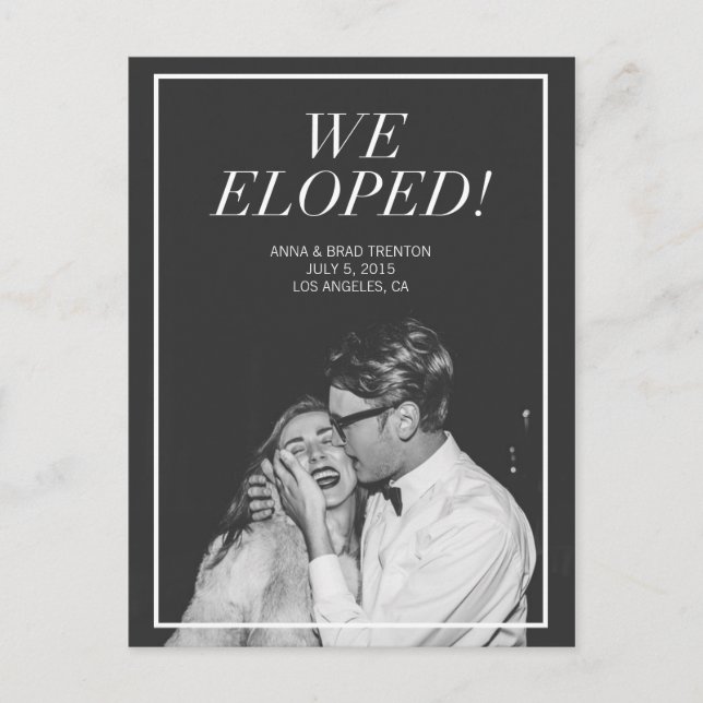 We Eloped | Modern Photo Wedding Announcement (Front)