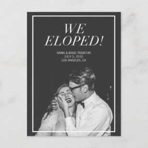We Eloped   Modern Photo Wedding Announcement Postcard