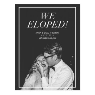Elopement Postcards Zazzle We Eloped Modern Photo Wedding Announcement Postcard