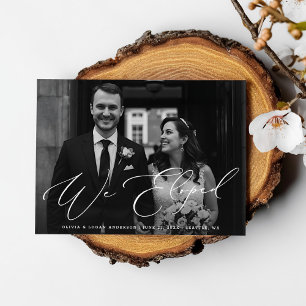 We Eloped Modern Script Wedding Photo Elopement Invitation