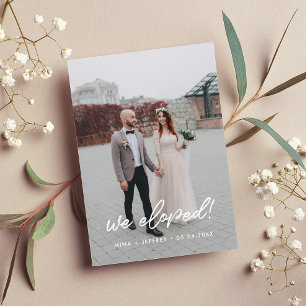 We eloped Modern wedding announcement photo card