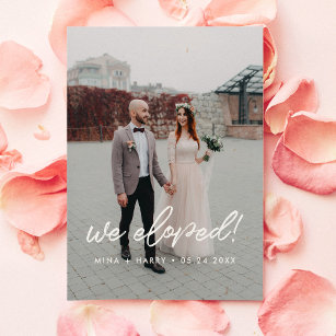 We eloped Modern wedding announcement Postcard