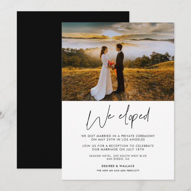 We eloped Modern wedding photo announcement (Front/Back)