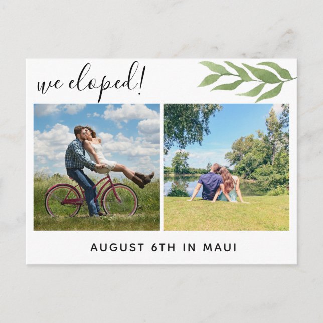 We eloped multi photo announcement postcard (Front)