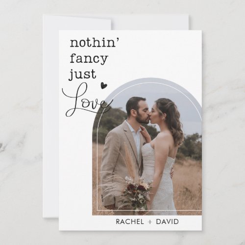 We Eloped Nothing Fancy Just Love Elopement Party Invitation