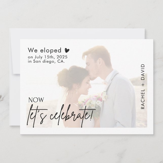 We Eloped Now Let's Celebrate Elopement Invites (Front)
