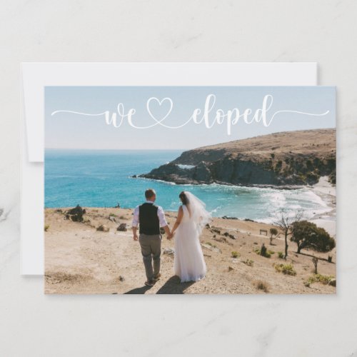 We Eloped on the Beach Photo Married Wedding Announcement