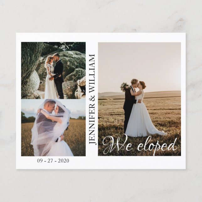 We Eloped Photo Collage Wedding Announcement  (Front)