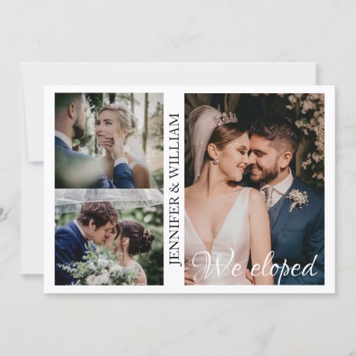 We Eloped Photo Collage Wedding Announcement 