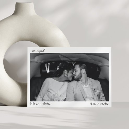 Wedding announcements - Pink Dramatic personalized gifts for you We eloped handwritten minimalist photo announcement
