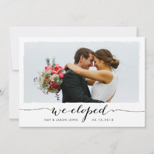 We Eloped   photo wedding announcement black white