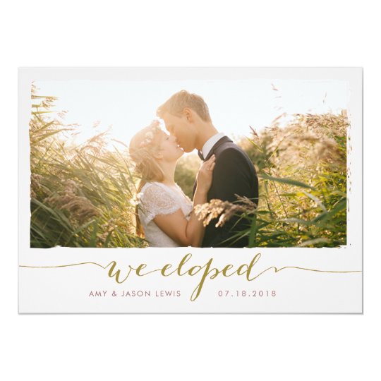 We Eloped Photo Wedding Announcement Faux Gold Invitation We Eloped Photo Wedding Announcement Faux Gold Invitation