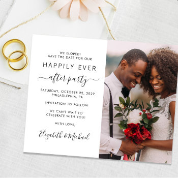 We Eloped Photo Wedding Reception Save The Date by JulieHortonDesigns at Zazzle