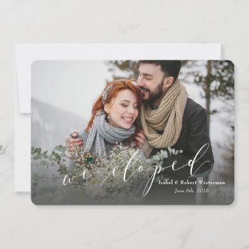 We Eloped (pinstripe Backer) Announcement by Stacy_Cooke_Art at Zazzle