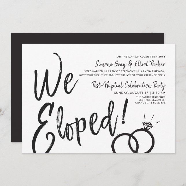 We Eloped | Post Nuptial Party Invitation (Front/Back)
