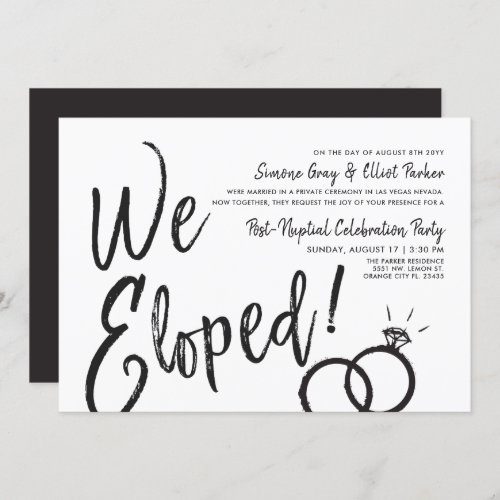 We Eloped  Post Nuptial Party Invitation