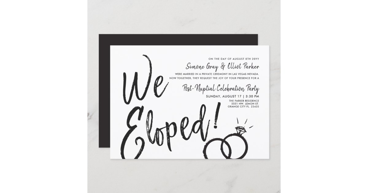 We Eloped | Post Nuptial Party Invitation | Zazzle
