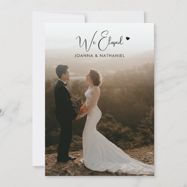 We Eloped Reception Only Wedding Photo Simple Chic Invitation (Front)