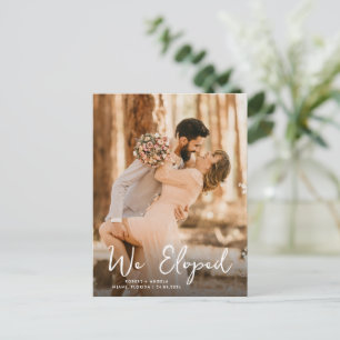 we eloped romantic wedding announcement postcard
