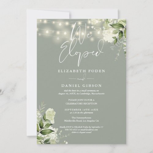 We Eloped Sage Green Wedding Vows Greenery Party
