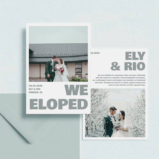 We Eloped Simple Sea Photo Announcement Card  (Creator Uploaded)