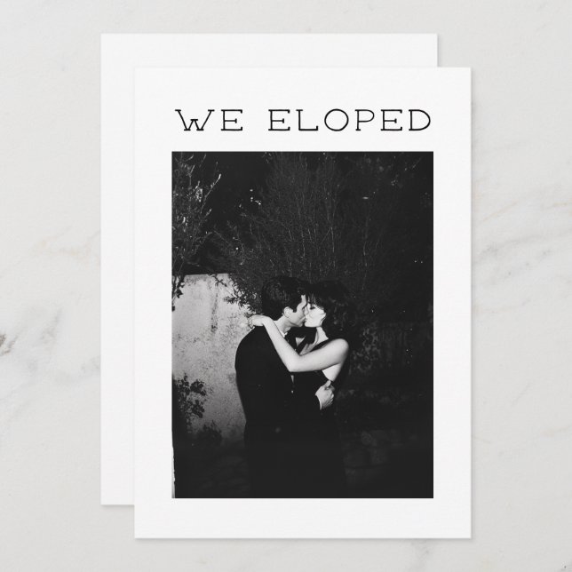 We Eloped Stylish Modern Minimalist Wedding Announcement (Front/Back)