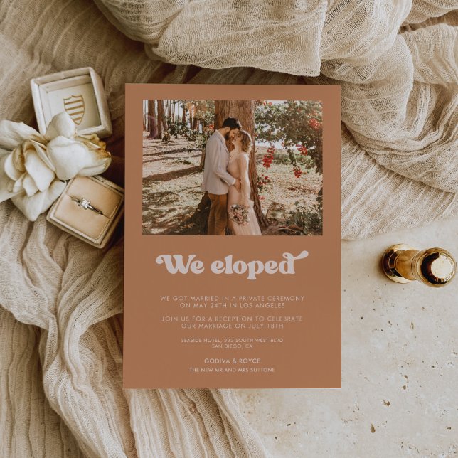 We eloped Stylish retro Brown sugar announcement (Creator Uploaded)