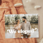 We eloped Stylish retro wedding photo Announcement<br><div class="desc">You decided to elope? You want to announce that you just got married? Share the news of your marriage with this lovely wedding photo card,  fully customizable font and colors.</div>