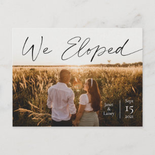 We Eloped Text Elegant Script Minimal Announcement Postcard
