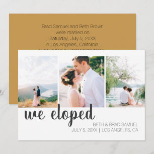 We Eloped Three Photo Announcement