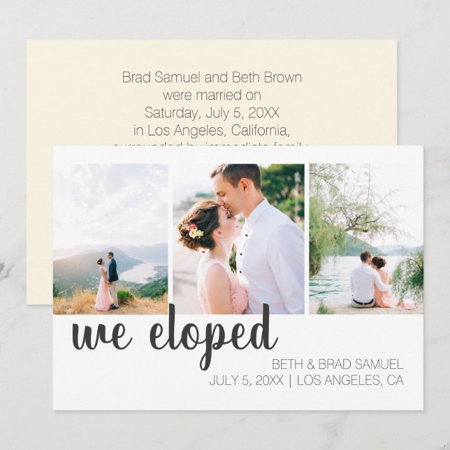 We Eloped Three Photo Announcement (Front/Back)