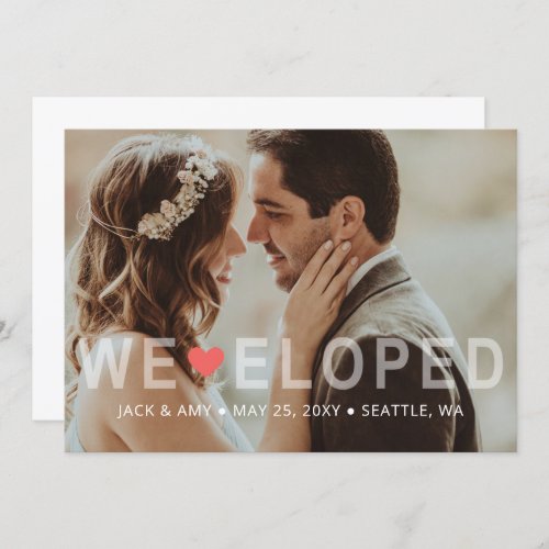We Eloped Typography Photo Wedding Announcement