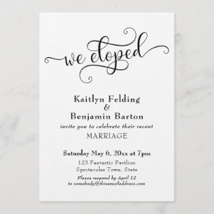 "We Eloped" Typography Wedding Reception Only Invitation