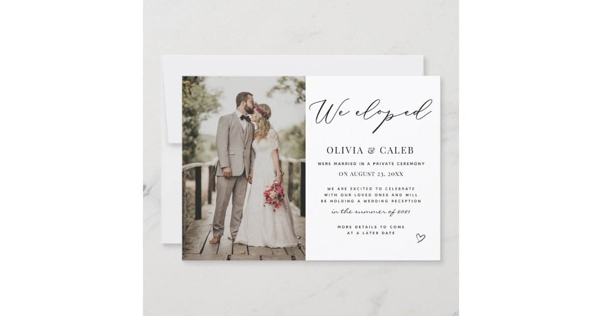 We Eloped Wedding Announcement | Zazzle