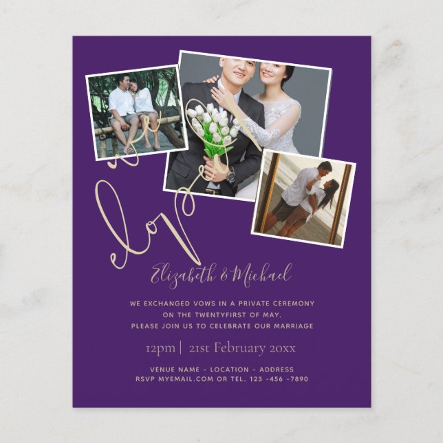 We Eloped Wedding Announcement Invitations Budget (Front)