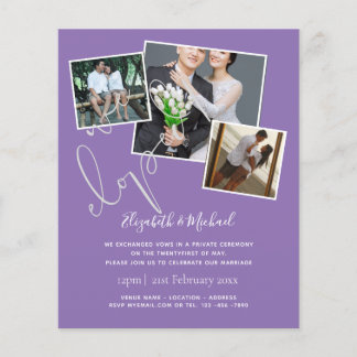 We Eloped Wedding Announcement Invitations Budget