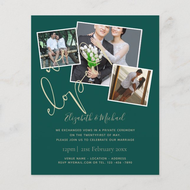 We Eloped Wedding Announcement Invitations Budget (Front)