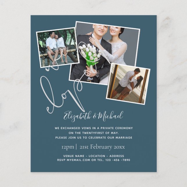 We Eloped Wedding Announcement Invitations Budget (Front)