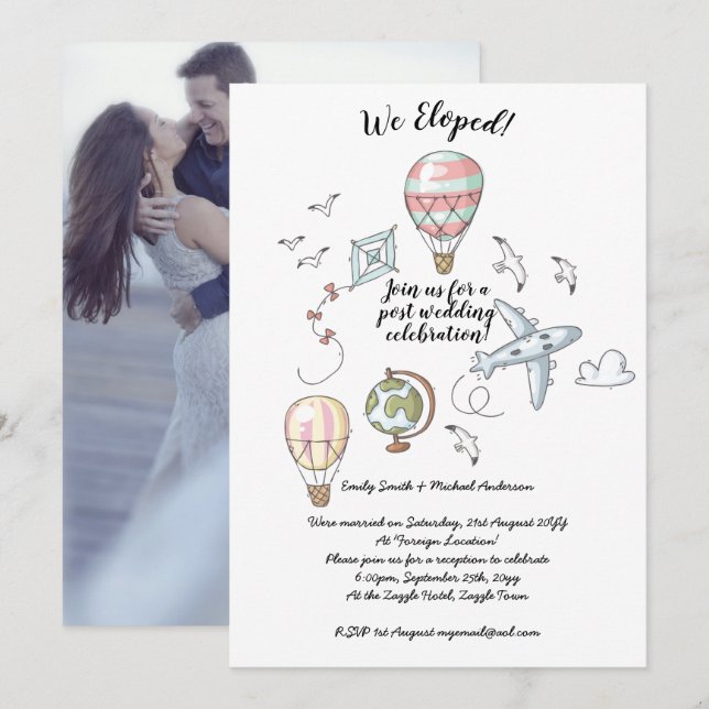 We Eloped - Wedding Celebration Invites with Photo (Front/Back)