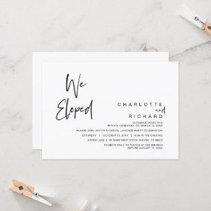 We eloped, Wedding Elopement Party Celebration Invitation