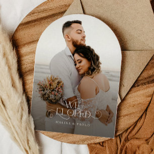 WE ELOPED Wedding Photo Announcement Card
