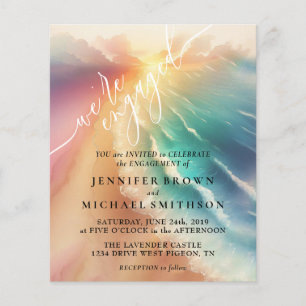 We Engaged Ocean Beach Watercolor Summer Sun Flyer