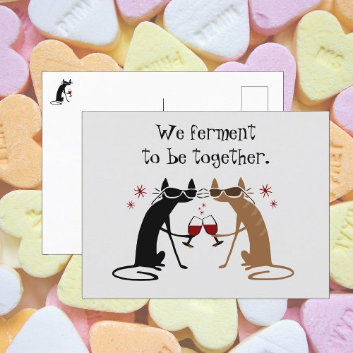 We Ferment to Be Together Wine Pun Holiday Postcard