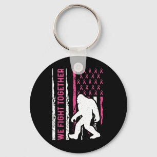 We Fight Together Breast Cancer American Flag Bigf Keychain
